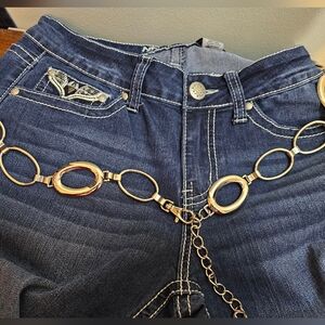 Belt -Silver Tone Oval Link Chain  Western Boho Festival Y2K Adjustable 48" Long